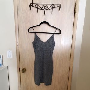 NWOT H&M Silver Glitter Bodycon Slip Dress